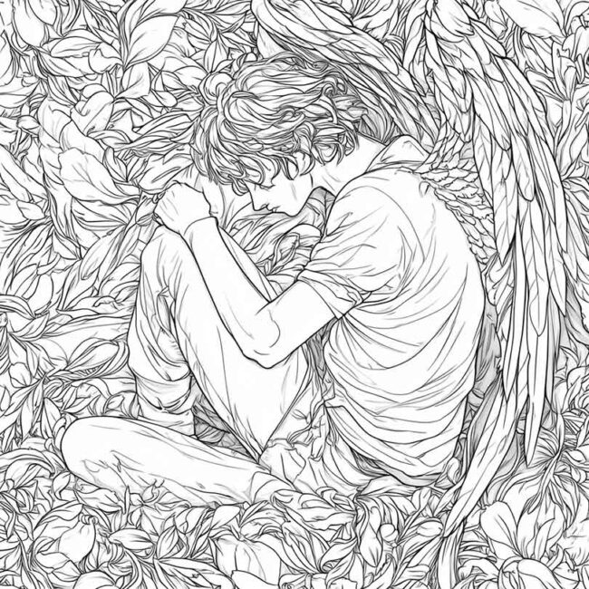 Desenhos de Anjo Caido para Imprimir e Colorir 10