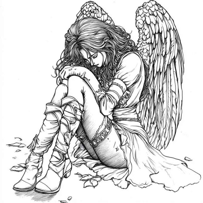 Desenhos de Anjo Caido para Imprimir e Colorir 11