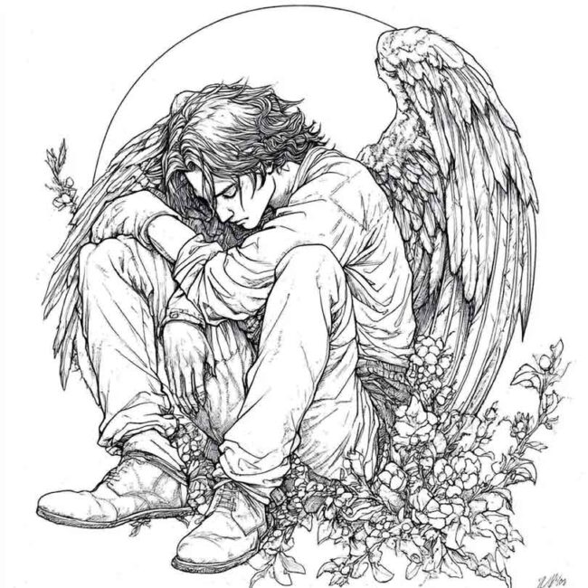 Desenhos de Anjo Caido para Imprimir e Colorir 26
