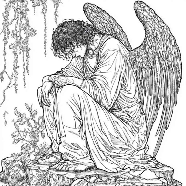Desenhos de Anjo Caido para Imprimir e Colorir 16