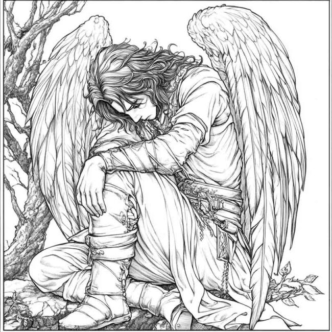 Desenhos de Anjo Caido para Imprimir e Colorir 19