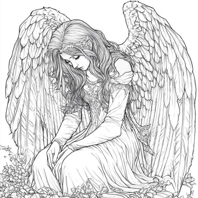Desenhos de Anjo Caido para Imprimir e Colorir 20