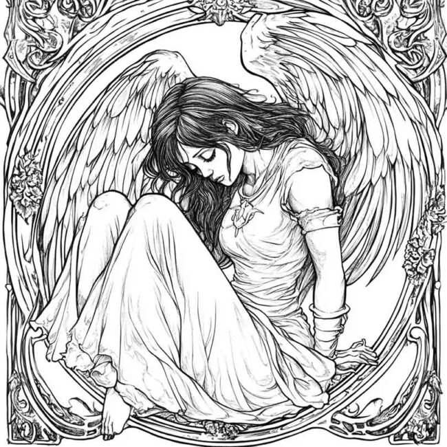 Desenhos de Anjo Caido para Imprimir e Colorir 23