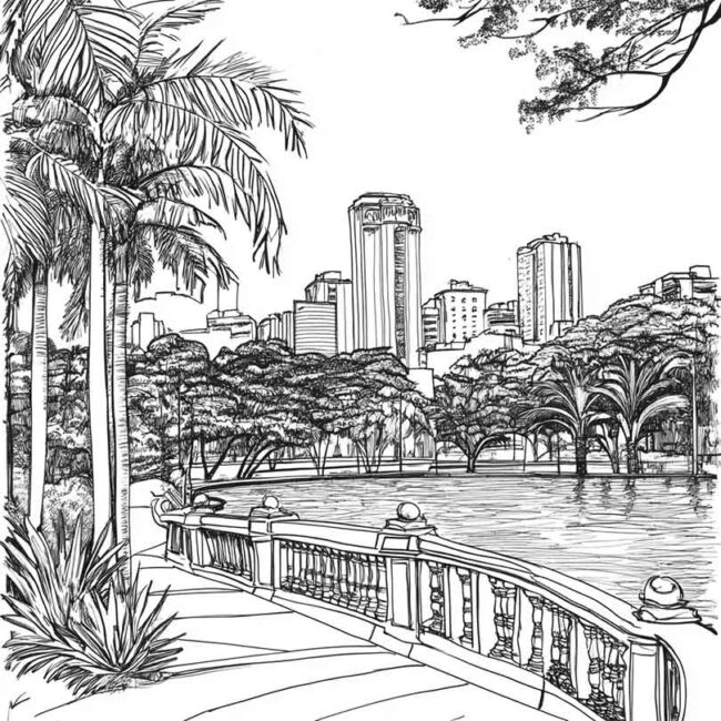 Desenhos de Parque Ibirapuera para Imprimir e Colorir 5 Desenhos de Parque Ibirapuera para Imprimir e Colorir 5