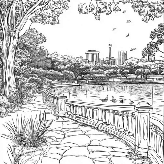 Desenhos de Parque Ibirapuera para Imprimir e Colorir 3 Desenhos de Parque Ibirapuera para Imprimir e Colorir 3