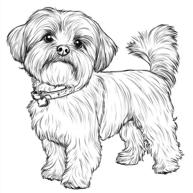 desenhos de cachorro maltes para imprimir e colorir pintar png 7
