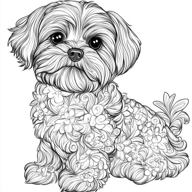 desenhos de cachorro maltes para imprimir e colorir pintar png 4