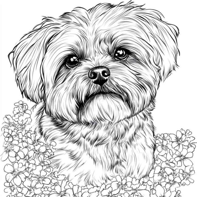 desenhos de cachorro maltes para imprimir e colorir pintar png 3