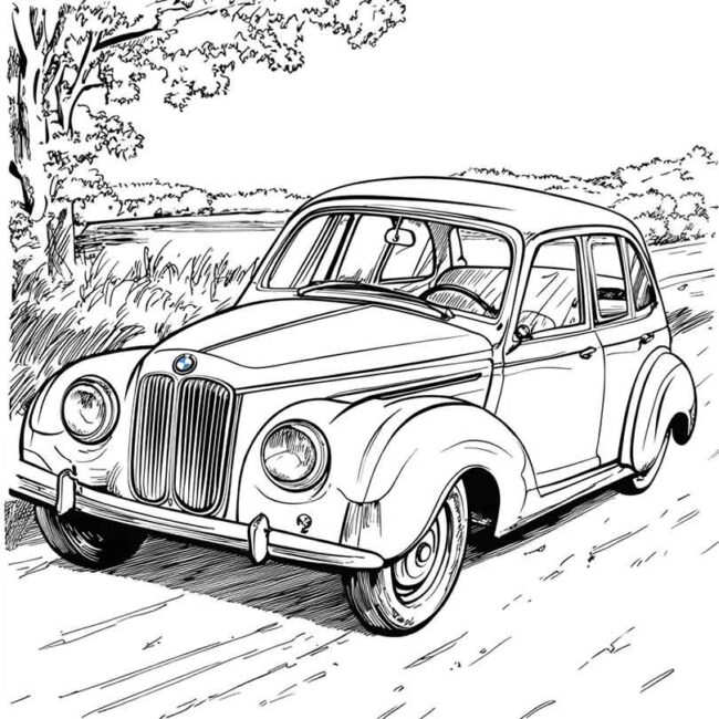 desenhos de bmw antiga para imprimir e colorir pintar png 3