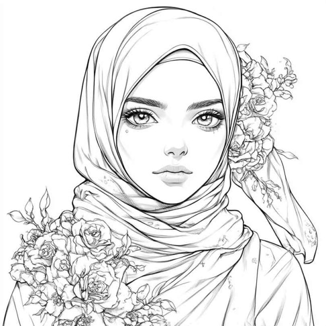 desenhos de hijab para imprimir e colorir pintar png 9