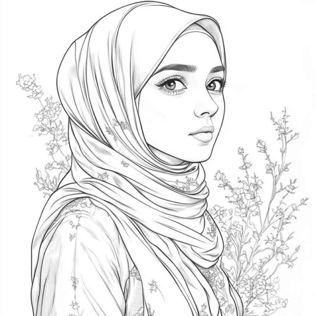 desenhos de hijab para imprimir e colorir pintar png 7
