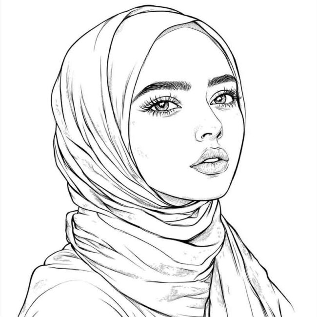 desenhos de hijab para imprimir e colorir pintar png 16