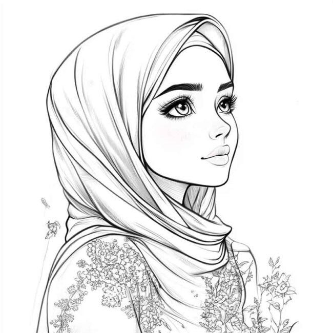 desenhos de hijab para imprimir e colorir pintar png 26