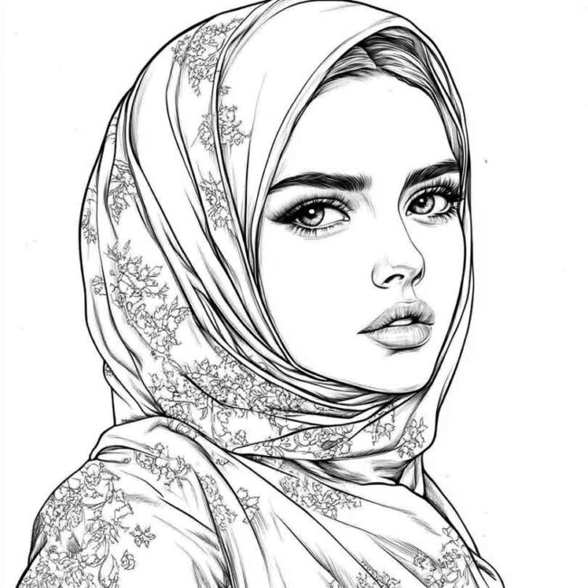 desenhos de hijab para imprimir e colorir pintar png 8