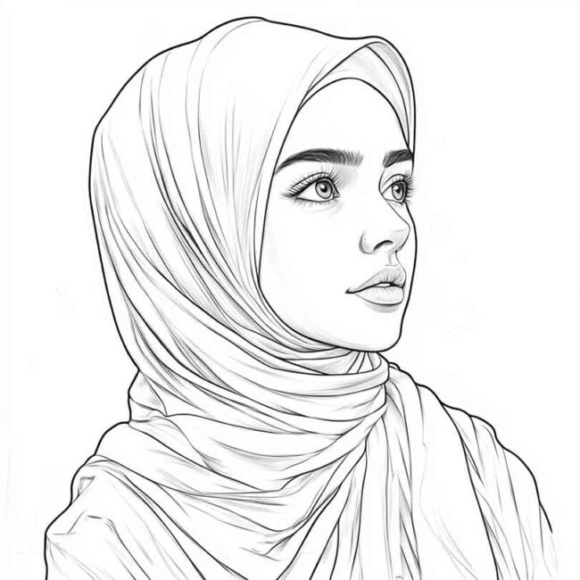 desenhos de hijab para imprimir e colorir pintar png 21