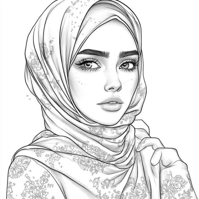 desenhos de hijab para imprimir e colorir pintar png 23