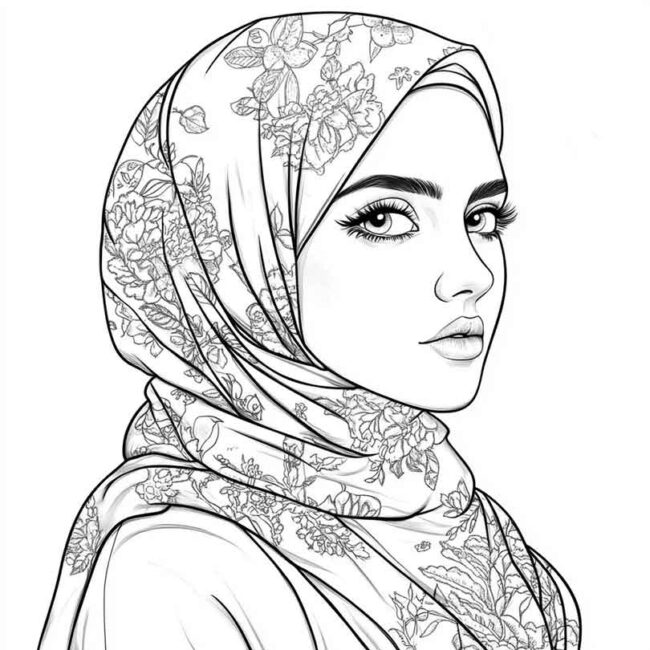 desenhos de hijab para imprimir e colorir pintar png 32