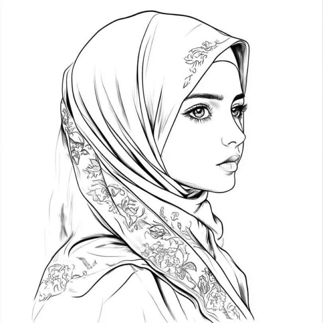 desenhos de hijab para imprimir e colorir pintar png 22