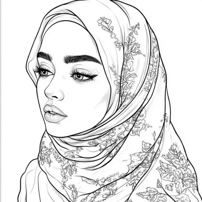 desenhos de hijab para imprimir e colorir pintar png 6