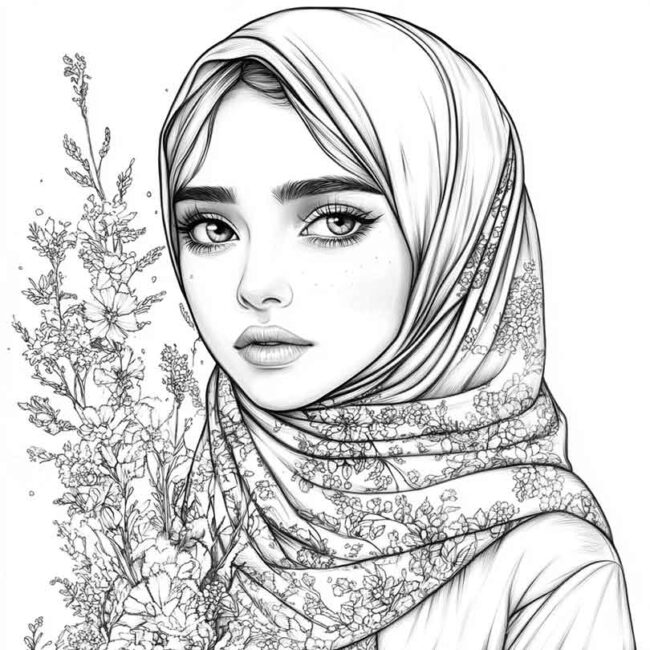 desenhos de hijab para imprimir e colorir pintar png 1