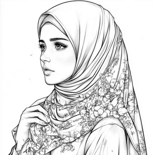 desenhos de hijab para imprimir e colorir pintar png 18
