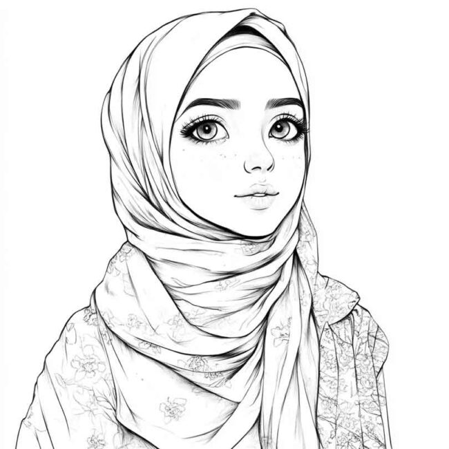desenhos de hijab para imprimir e colorir pintar png 27