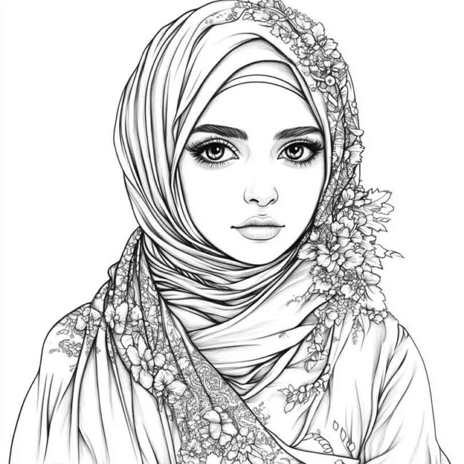 desenhos de hijab para imprimir e colorir pintar png 5