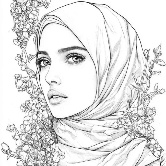 desenhos de hijab para imprimir e colorir pintar png 28