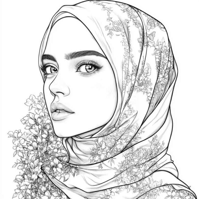 desenhos de hijab para imprimir e colorir pintar png 3