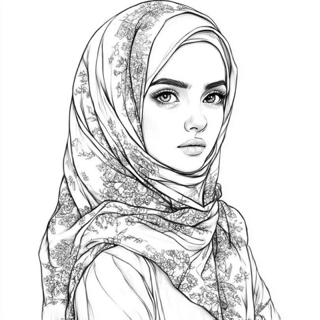 desenhos de hijab para imprimir e colorir pintar png 10