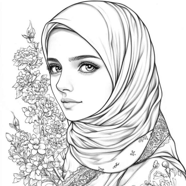 desenhos de hijab para imprimir e colorir pintar png 17