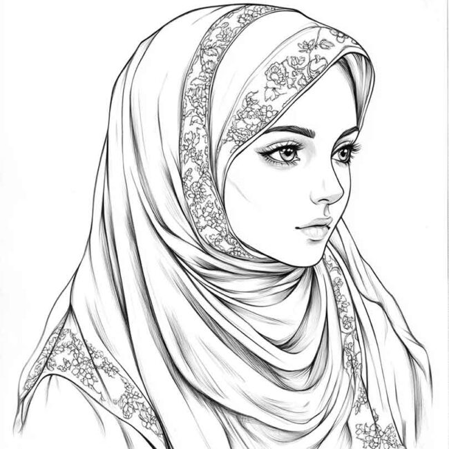 desenhos de hijab para imprimir e colorir pintar png 20