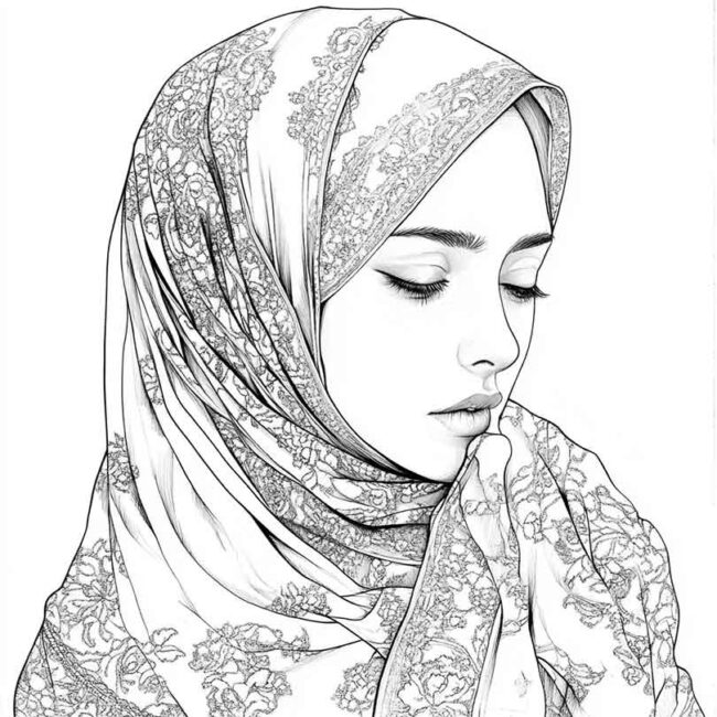 desenhos de hijab para imprimir e colorir pintar png 24