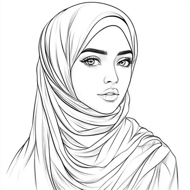 desenhos de hijab para imprimir e colorir pintar png 25