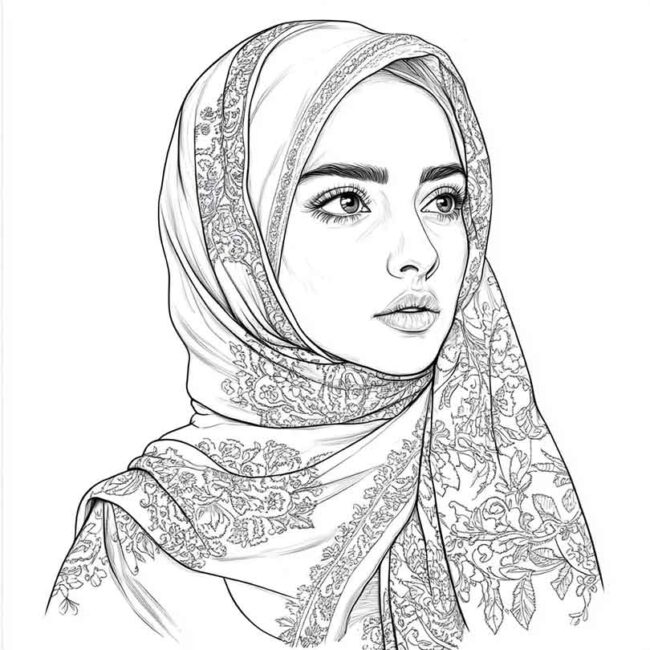 desenhos de hijab para imprimir e colorir pintar png 31