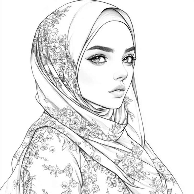desenhos de hijab para imprimir e colorir pintar png 11