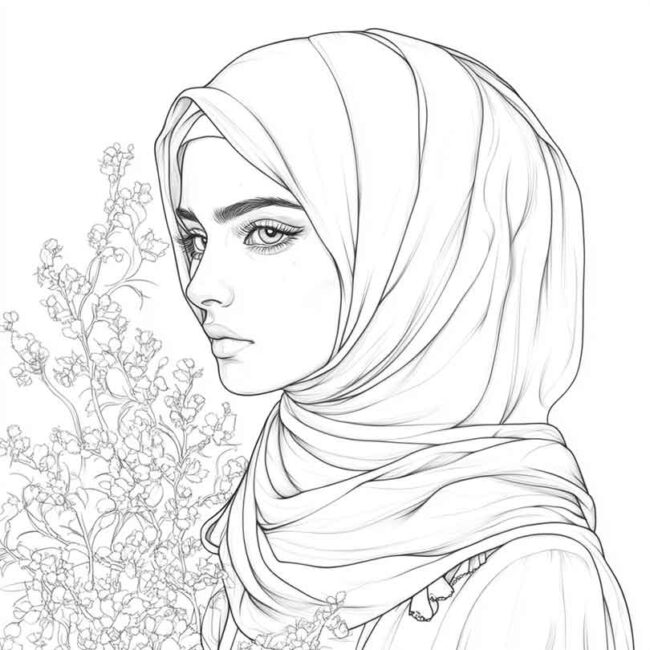 desenhos de hijab para imprimir e colorir pintar png 12