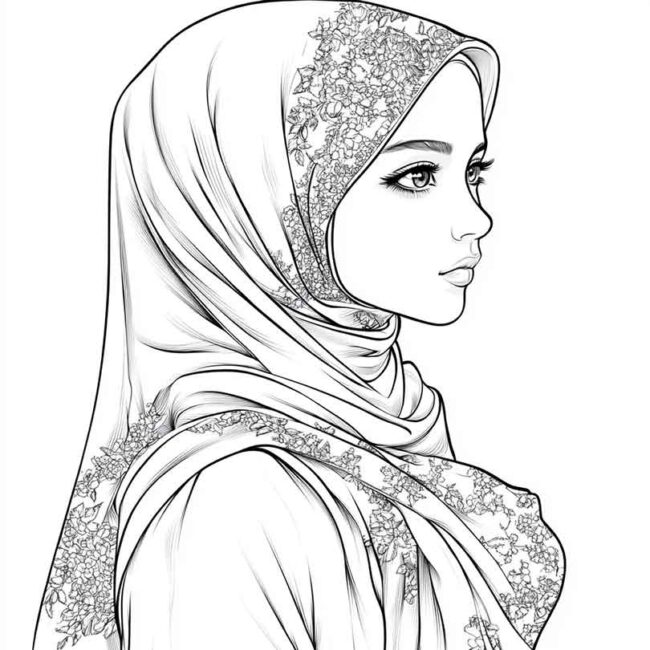 desenhos de hijab para imprimir e colorir pintar png 13