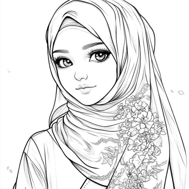 desenhos de hijab para imprimir e colorir pintar png 14