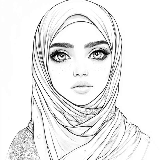 desenhos de hijab para imprimir e colorir pintar png 15