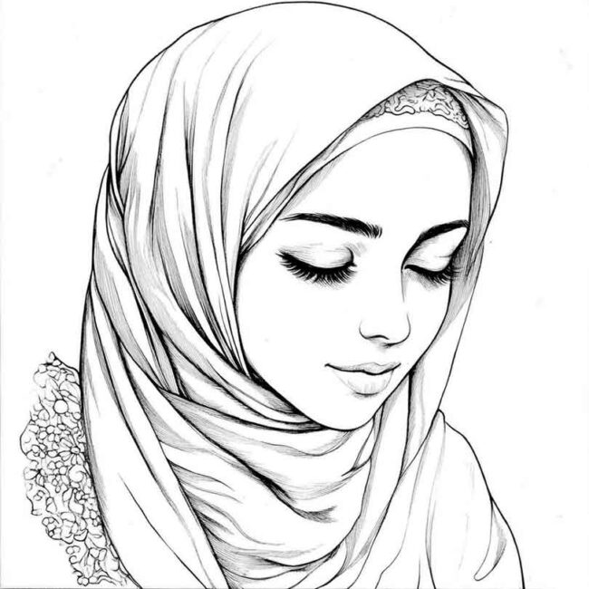 desenhos de hijab para imprimir e colorir pintar png 29