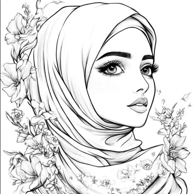 desenhos de hijab para imprimir e colorir pintar png 19