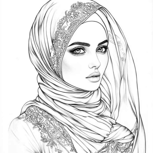desenhos de hijab para imprimir e colorir pintar png 30