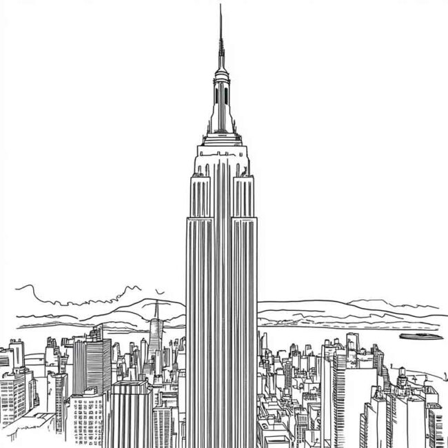 Desenhos de Empire State para Imprimir e Colorir 9 Desenhos de Empire State para Imprimir e Colorir 9