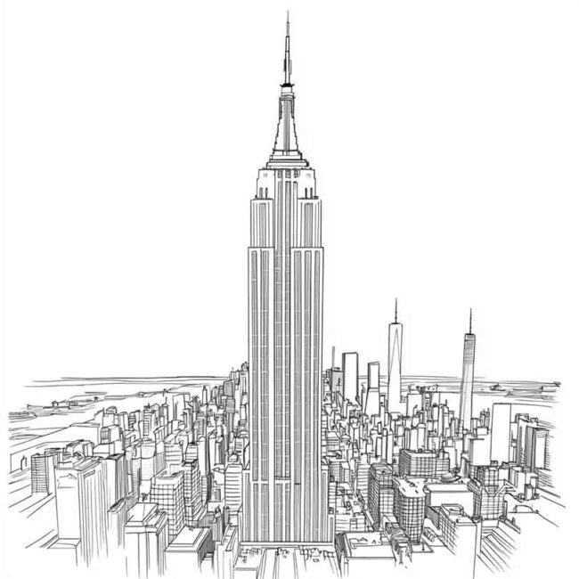 Desenhos de Empire State para Imprimir e Colorir 7 Desenhos de Empire State para Imprimir e Colorir 7