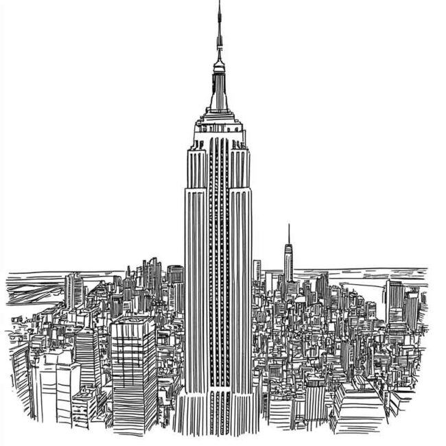 Desenhos de Empire State para Imprimir e Colorir 5 Desenhos de Empire State para Imprimir e Colorir 5