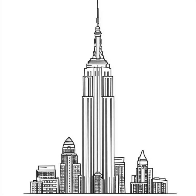 Desenhos de Empire State para Imprimir e Colorir 1 Desenhos de Empire State para Imprimir e Colorir 1