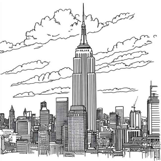 Desenhos de Empire State para Imprimir e Colorir 3 Desenhos de Empire State para Imprimir e Colorir 3