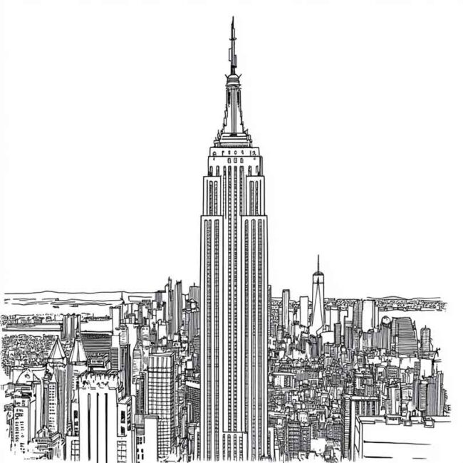 Desenhos de Empire State para Imprimir e Colorir 4 Desenhos de Empire State para Imprimir e Colorir 4