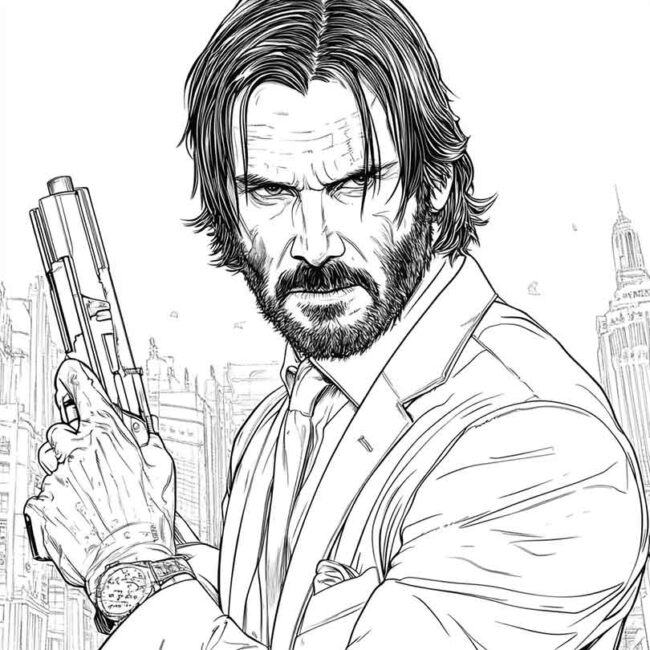 Desenhos de John Wick para Imprimir e Colorir 16
